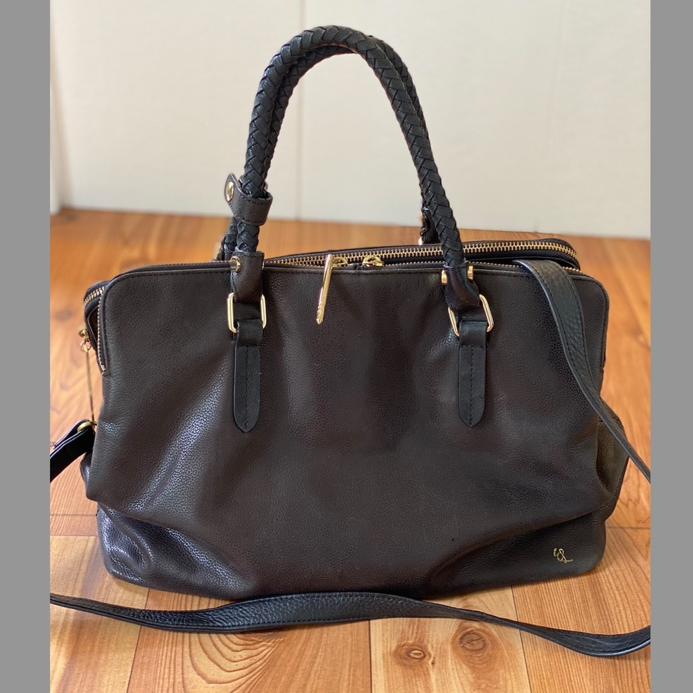 Elliott Lucca Black Leather Bag. Fits 13" laptop